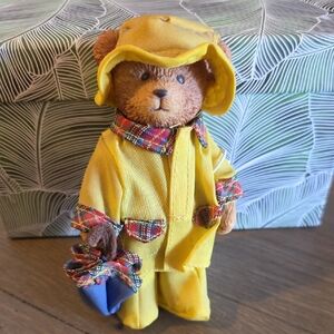 Russ: Teddy Town Bear- "Rainy Day in Yellow Raincoat w/ Blue Umbrella Vintage